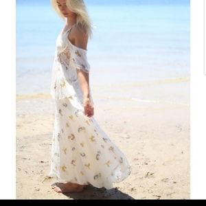 Free people Sz 0 Magnolia Maxi Dress Off Shoulder Ivory